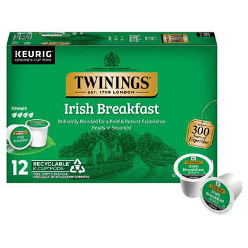 Twinings Irish Breakfast Black Tea 72 K-Cup Pods for Keurig, 12 Count (Pack of 6), Robust, Strong, Bold Flavour, Caffeinated, En