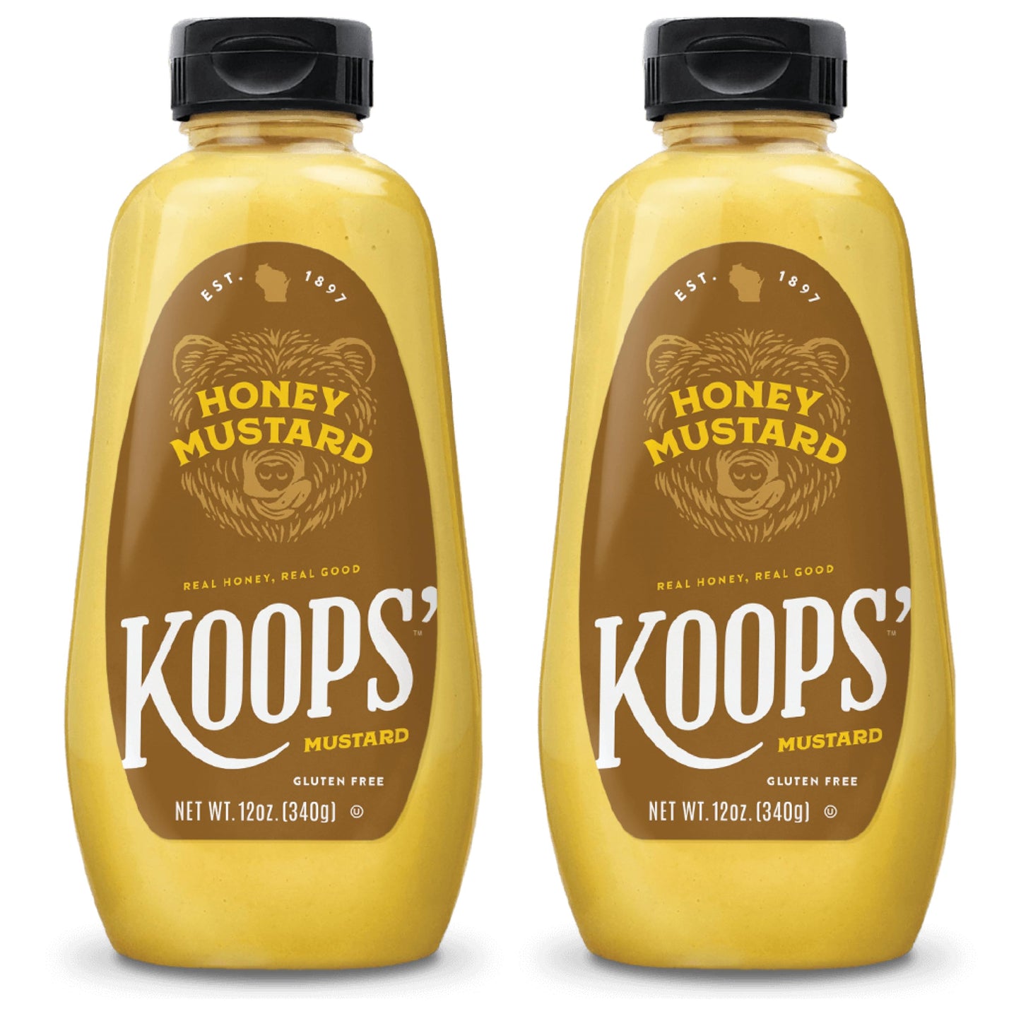 KOOPS Honey Mustard Gourmet Mustard Sauce, Gluten-Free, Kosher, 12 Oz, Pack of 2