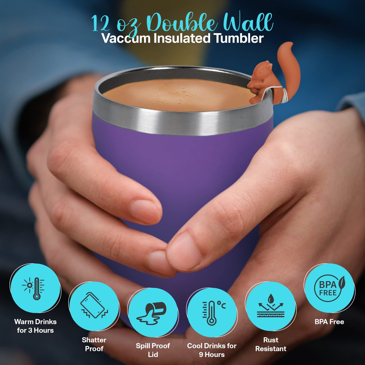 Mothers Day Gifts For Mom Gift Sets For Tea Lovers Women And Men Tumbler 15 Unique Teas 10 Honey Straws (Mom Card-Purple)