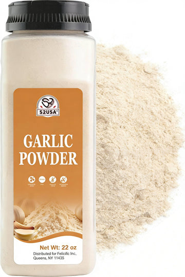 52USA Garlic Powder 22 oz (1.54Lb) Fine Garlic Powder Seasoning for Cooking Grilled Meats Salads Flavor Vegetables and Dressings Gluten Free