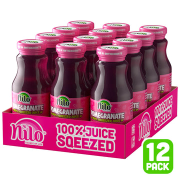 Nilo Pomegranate Juice | 100% Squeezed Pomegranate Granada | No Sugar Added | Non Gmo | Not From Concentrate | 8.45 Oz (Pack Of