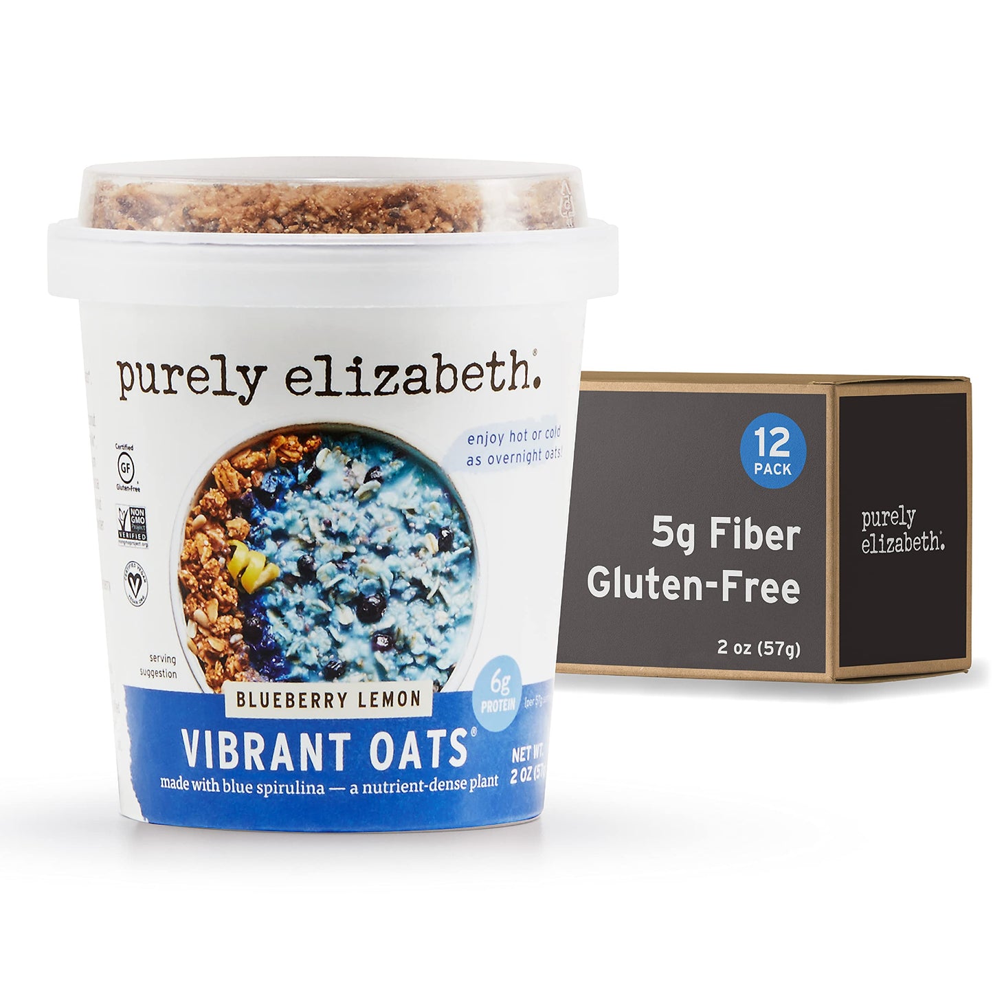 Purely Elizabeth Gluten-Free Vibrant Oats Cup Blueberry Lemon 12 Count
