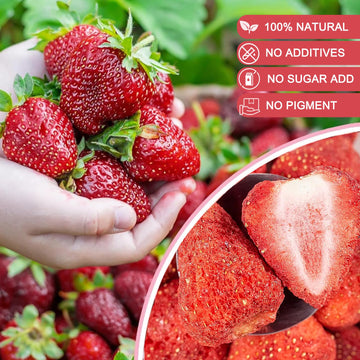 Cubierta Freeze Dried Whole Strawberries 7oz Natural Sweet & Sour Crispy Dehydrated Fruit Snack No Sugar Added