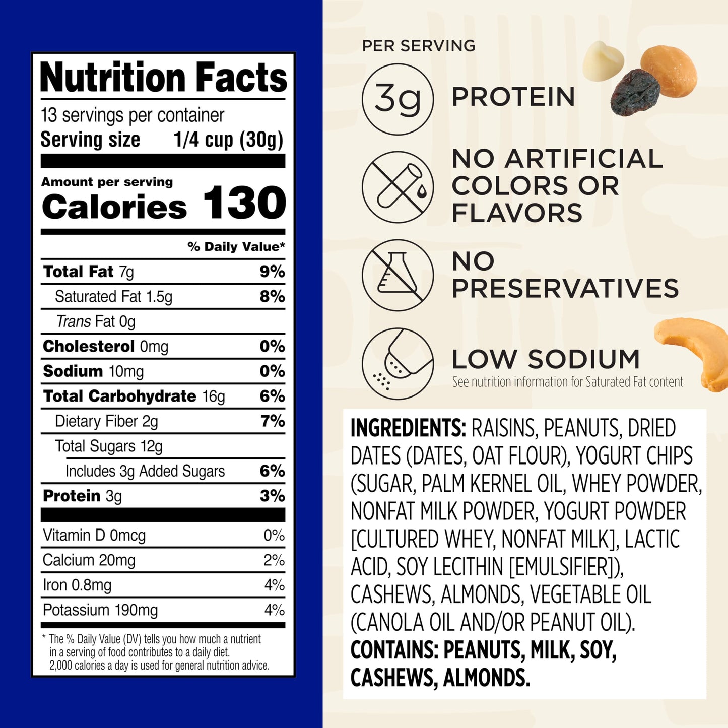 Snak Club Yogurt Trail Mix With Raisins, Peanuts, Dried Dates, Yogurt Chips, Cashews, And Almonds, Gluten-Free And Kosher Snack,