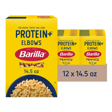 BARILLA Protein+ (Plus) Elbows Pasta, 14.5 Ounce (Pack of 12) - plant based pasta - Made from Lentils, Chickpeas & Peas - Non-GM