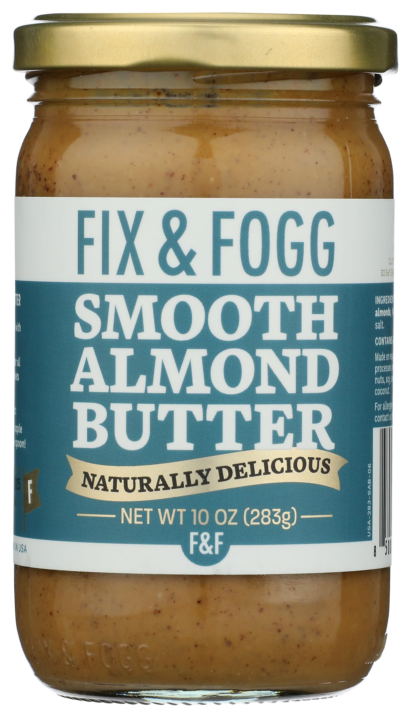 Fix & Fogg Smooth Almond Butter, Palm Oil Free, 10 Ounces (Pack Of 6)