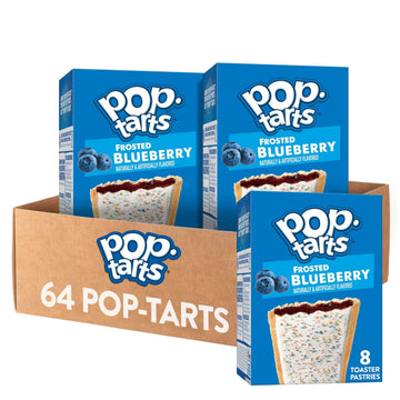 Pop-Tarts, Breakfast Toaster Pastries, Frosted Blueberry, 6.772lb Case (32 Count)