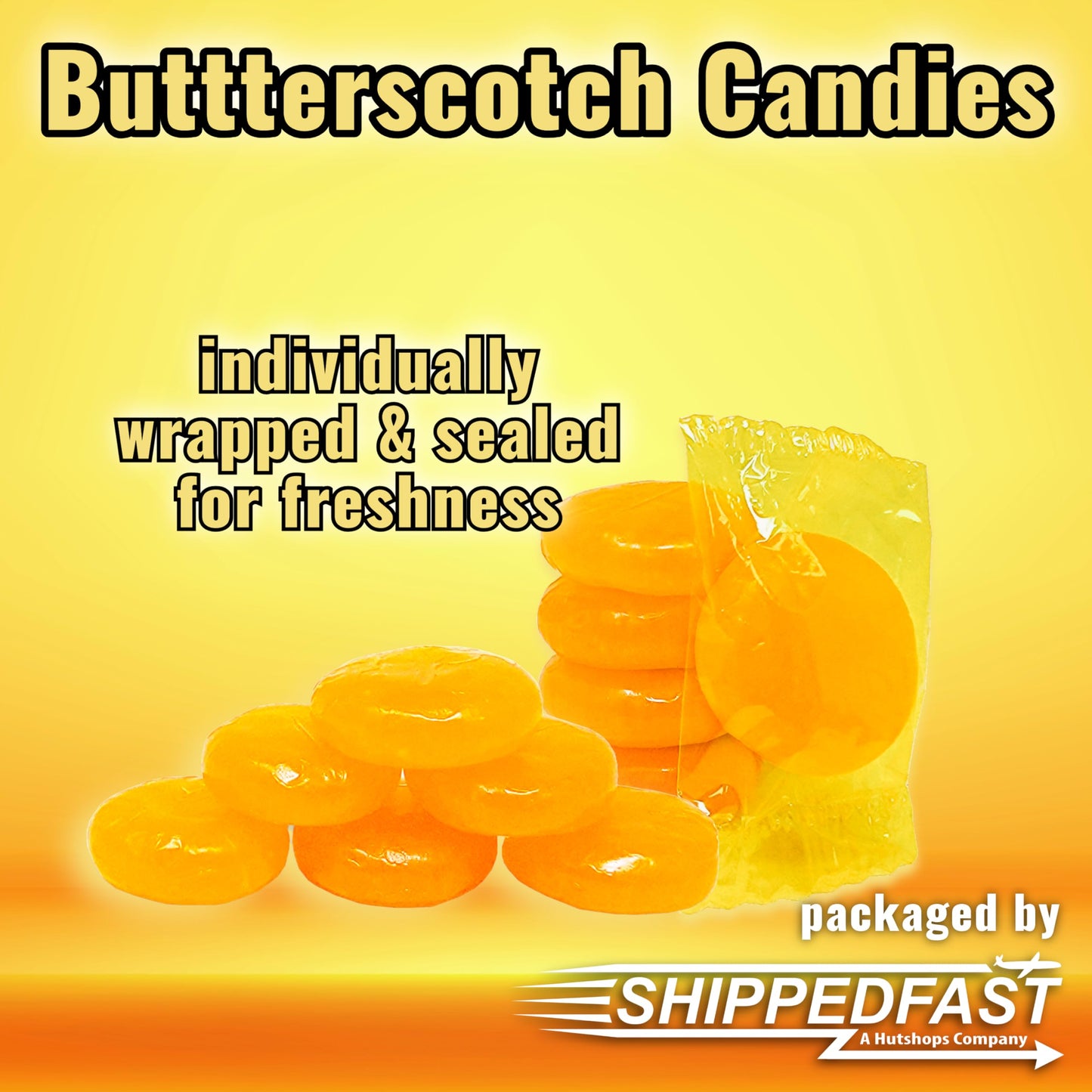 Shippedfast Butterscotch Hard Candies - Individually Wrapped, 2 Pound Bag