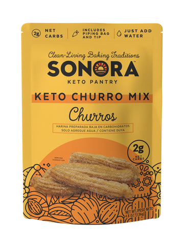 Sonora Churros Mexicanos Keto Friendly Dessert Mix | Churro Mix Kit with Piping Bag and Tip | Low Carb Almond Flour for Baking K