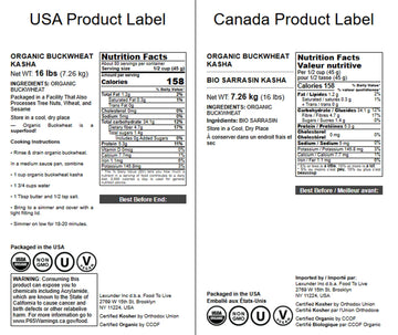 Food To Live Organic Buckwheat Kasha, 16 Pounds - Grechka, Toasted Whole Groats, Non-Gmo, Kosher, Sirtfood, Bulk