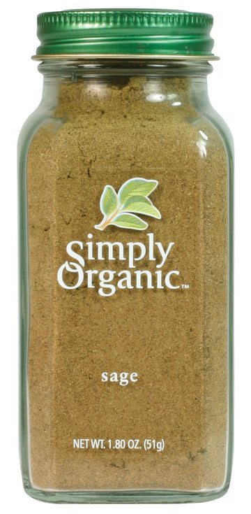 Simply Organic Ground Sage Leaf, 1.41 Ounce, Sweet Earthy Flavor, Hints Of Mint, Pair With Garlic & Rosemary, Kosher, Organic