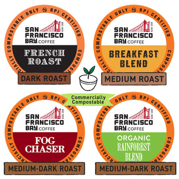 San Francisco Bay Compostable Coffee Pods - Original Variety Pack (120 Ct) K Cup Compatible Including Keurig 2.0, French, Breakf