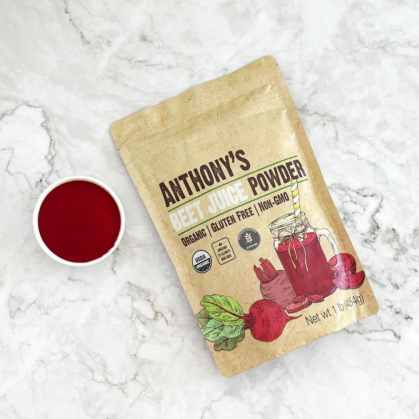 Anthonys Organic Beet Root Juice Powder, 1 lb, Gluten Free, Non GMO, Vegan Friendly