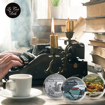 La Tea Dah Noveltea Literary Tea Gift Basket - 5 Gourmet Teas, Honey Stirrer & Journal, Ideal for Book Lovers and Gift Giving