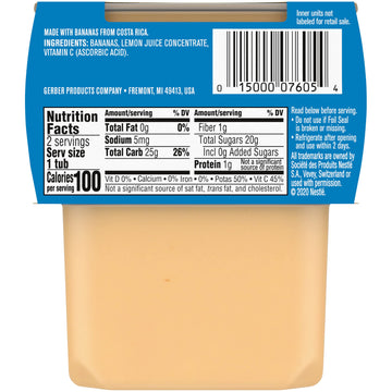 Gerber Baby Food Banana Puree, 4 Oz, 2 Pack Tubs