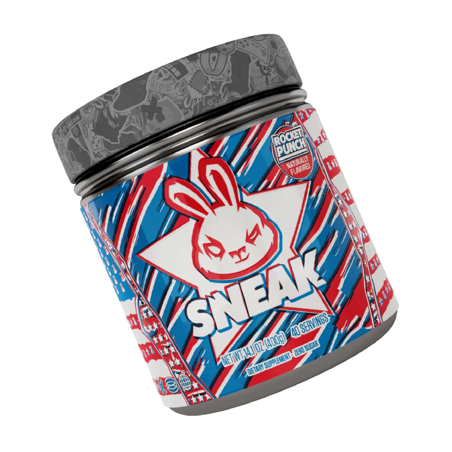 SNEAK Energy Drink Powder - Rocket Punch Flavor, 40 Servings, No Sugar, Natural Caffeine, Blue