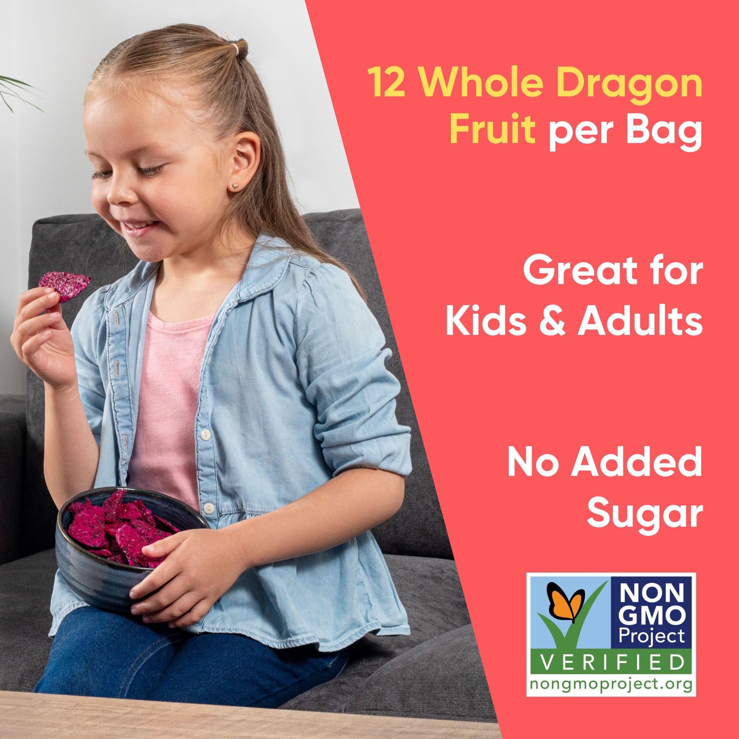 Yammy Dried Dragon Fruit Chips, Healthy Snack, Gluten Free, Vegan, 5.6oz Pack of 4