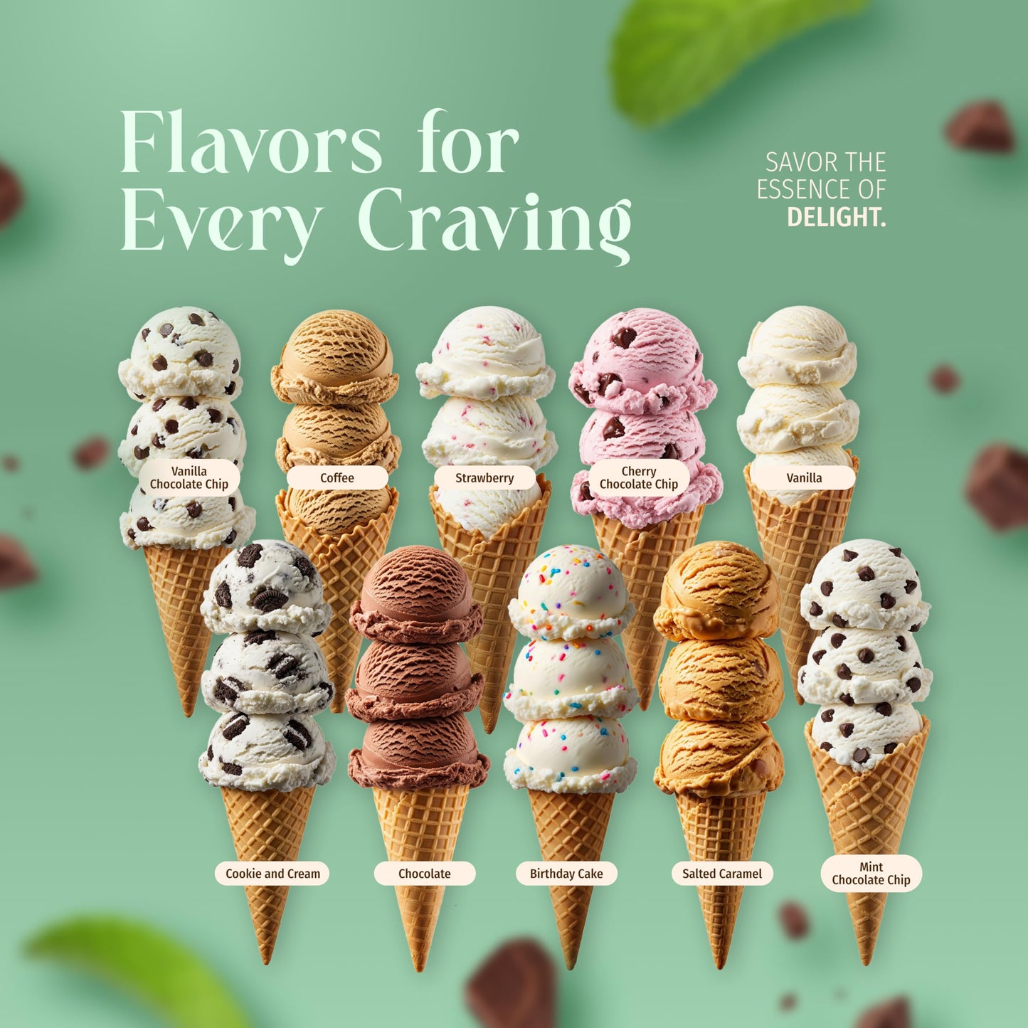 Triple Scoop Premium Mint Chocolate Chip Ice Cream Starter Mix, 1 Box, Makes 2 Quarts, Easy to Use, Made in USA