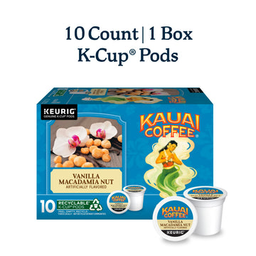 Kauai Coffee Keurig K-Cup Pods - Vanilla Macadamia Nut Flavor - Premium Arabica (1 Pack Of 10 Single-Serve Cups)