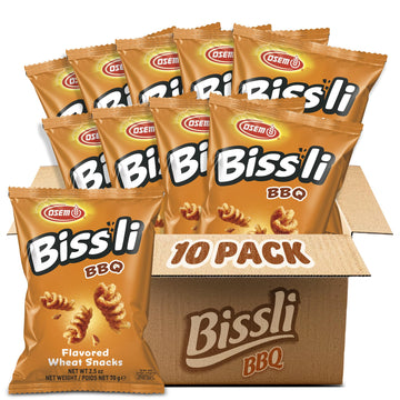 Osem Bissli BBQ Flavored Crunchy Wheat Snack -No Food Coloring or Preservatives, 2.5 Ounce Bags (Pack of 10)