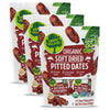 Happy Village Organic Soft Dried Pitted Dates On the Go - 3 Bags (15 Individual Portion Packs) | Healthy, Organic, Non-GMO, Vega