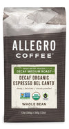 Allegro Coffee Decaf Organic Espresso Bel Canto Whole Bean Coffee, 12 Oz