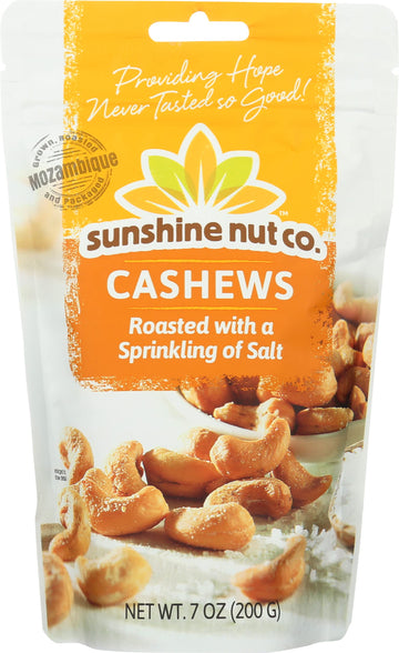 Whole Roasted Lightly Salted Cashews by Sunshine Nuts Co., Gluten Free, Peanut Free and Vegan Individual Snack Packs for Kids an