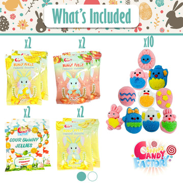 Easter Brown Oval Willow Basket (70 Ct) Filled With Treats, Snacks, Candy, Peelable Gummies, Marshmallow Gummies, Bunny And More