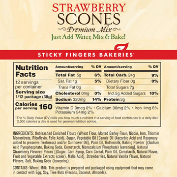 Sticky Fingers Strawberry Scone Mix 16oz
