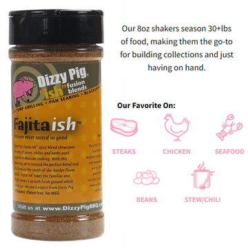 Dizzy Pig Ish Fusion Fajita-Ish Mexican Seasoning (8Oz Shaker) - Seasons 30+Lbs Of Food - Hand Made In The Usa - Msg Free, Glute