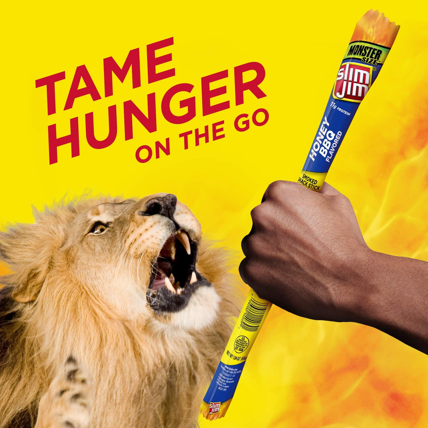 Slim Jim Smoked Meat Sticks, Honey BBQ Flavor, 11g Protein, 1.94 oz (Pack of 18)