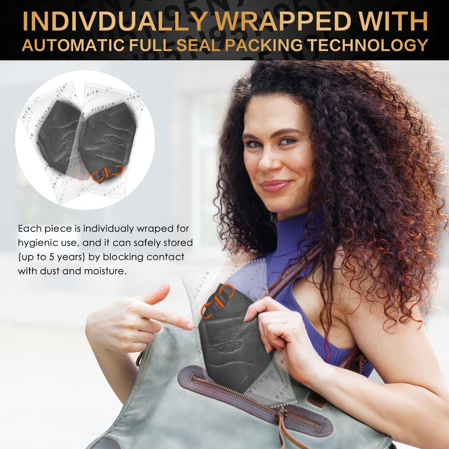 N95 Mask Niosh Approved 25-Pack, Particulate Respirator N95 Face Masks Universal Fit - Individually Wrapped, Black