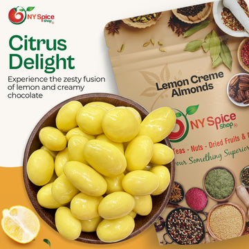 Ny Spice Shop Lemon Creme Chocolate Covered Almonds - 1 Pound Candied Creamy Crunchy Flavored Almonds Bulk For Birthday Parties,