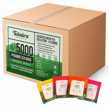 Teaniru, Assorted Wellness Tea Collection - 5000 Individual Sachets | 4 Gourmet Flavors, Real Ingredients | For Corporates & Res