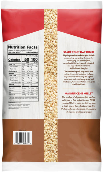 Arrowhead Mills Puffed Millet Cereal, 6 oz Bag (Pack of 12)