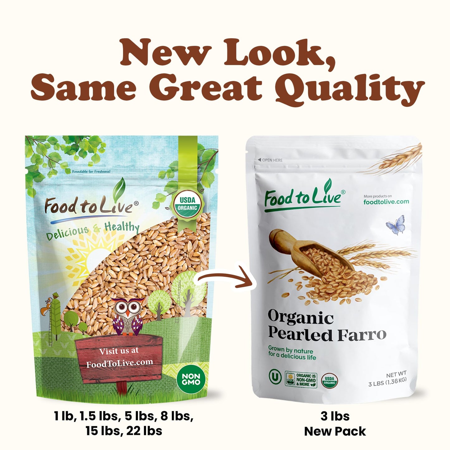 Food to Live Organic Italian Pearled Farro, 10 Pounds - Whole Farro Grain, Good Source of Fiber and Protein, Great for Salads, S