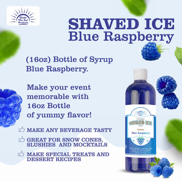 Under The Sun Products- 16Oz Bottle Of Snow Cone Syrup- Blue Raspberry Flavor