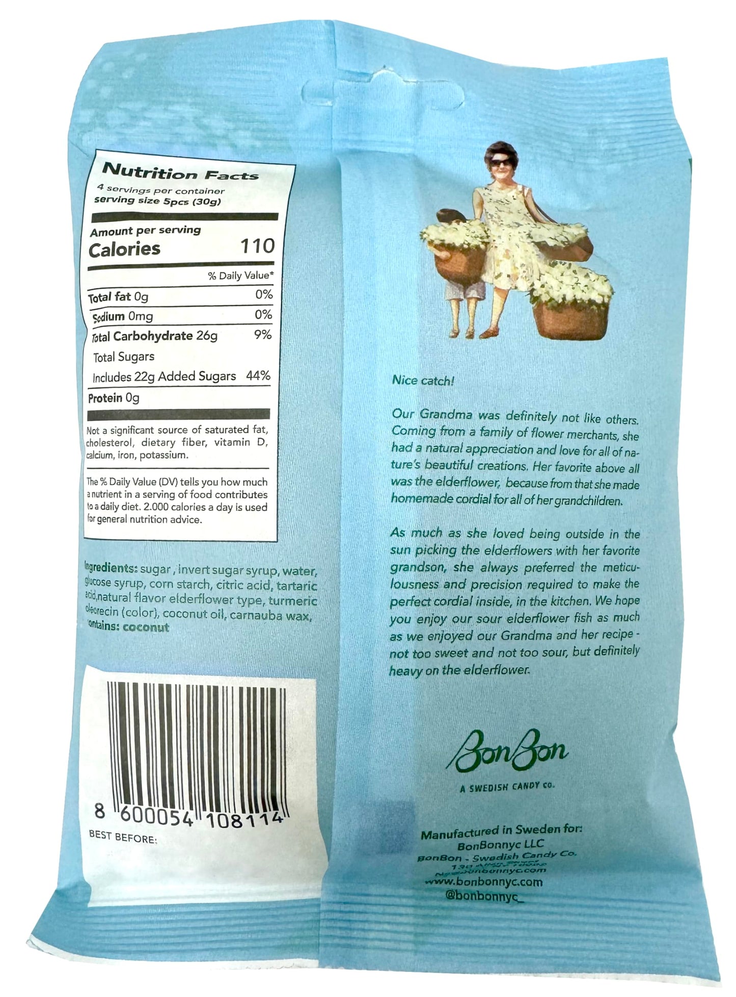 Bon Bon Swedish Candy Vegan Candy, Sour Gummy Candy From Sweden (Pack Of 2) (Sour Elderflower Fish)