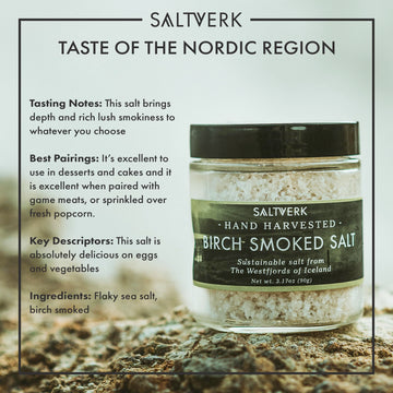 Saltverk Sea Salt - Gourmet Birch Smoked, Hand Harvested, 3.17 Oz