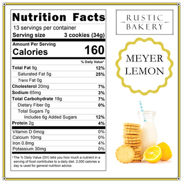 Rustic Bakery Meyer Lemon Shortbread - Sweet & Tangy Handmade Shortbread Cookies With Meyer Lemons - Artisan Tea Cookies - Made In California - Pack Of 4-4 Oz Trays…