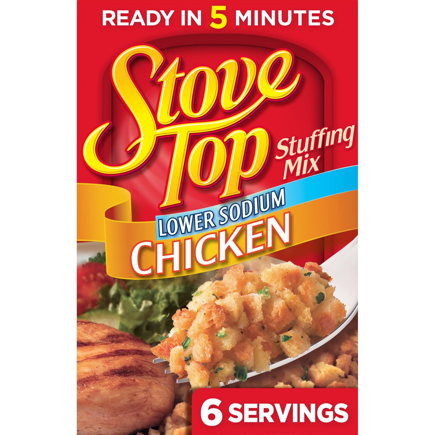 Stove Top Low Sodium Stuffing Mix for Chicken with 25% Less Sodium (6 oz Box)