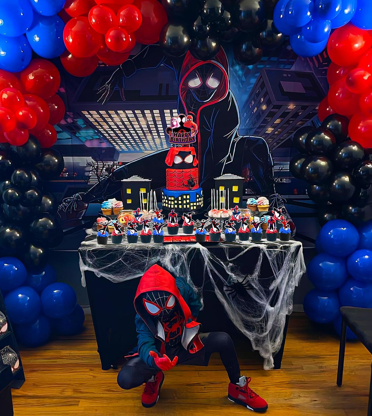 Spider Verse Party Decoration, Spider Miles Cake Toppers, Vr Spider Theme Party Cupcake Toppers Decoration, Spider Miles Birthda