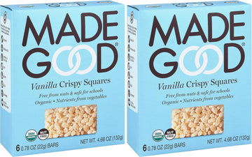 MadeGood Vanilla Crispy Squares, 6 Healthy Snacks, 0.78oz - Pack of 2