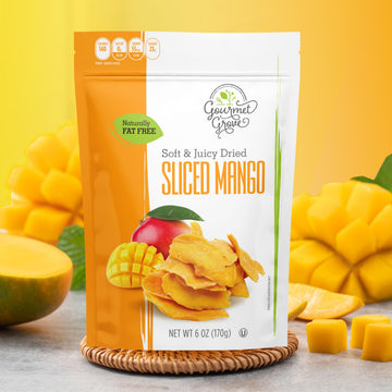 Gourmet Grove - Natural Dried Mango Slices 18 Oz Pack Of 3 Pouch | Soft, Juicy, Sliced Mangoes | Lightly Sweetened - (Pack Of 3)
