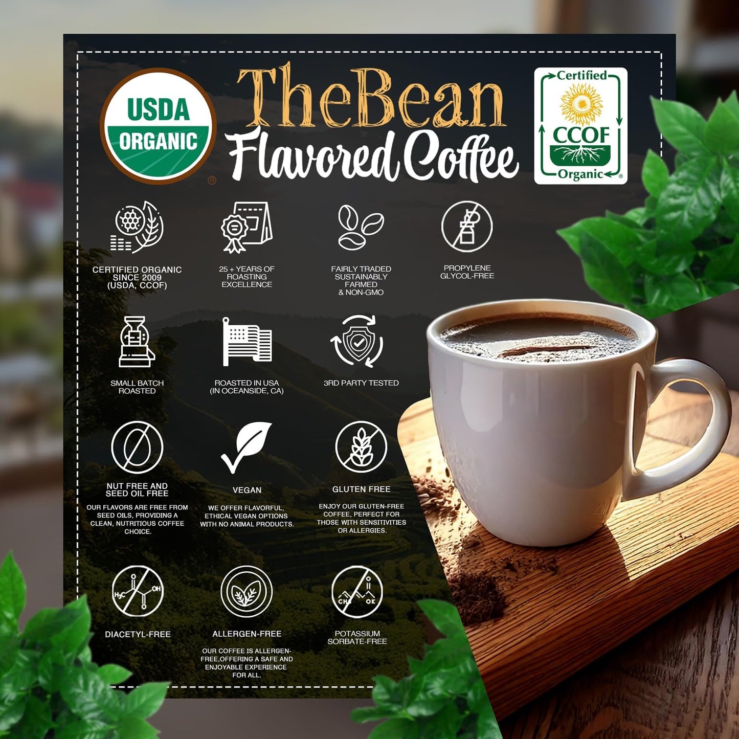 The Bean Organic Coffee Company Pumpkin Spice, Medium Roast, Ground Coffee, 5-Pound Bag, Caf Molido Tostado Org Nico