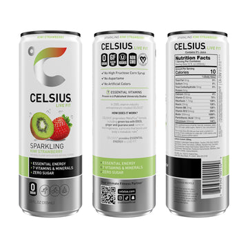 CELSIUS Sparkling Kiwi Strawberry, Functional Essential Energy Drink 12 Fl Oz (Pack of 12)