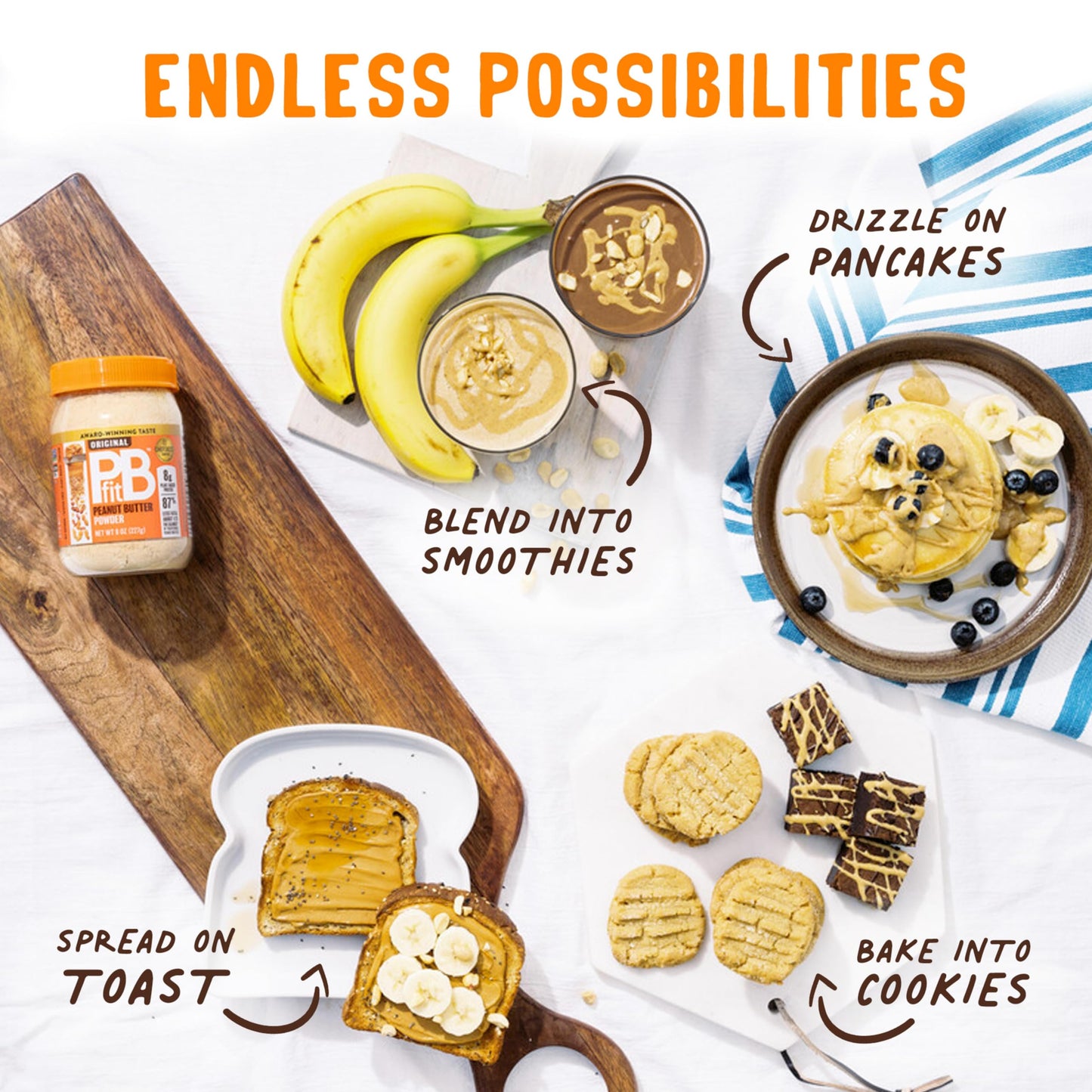 Pbfit 8 Ounce Classic Peanut Butter Powder, Powdered Peanut Butter Spread From Real Roasted Peanuts, 8G Of Protein 8% Dv, Gluten-Free, 60 Calories, 87% Less Fat (Pack Of 1)