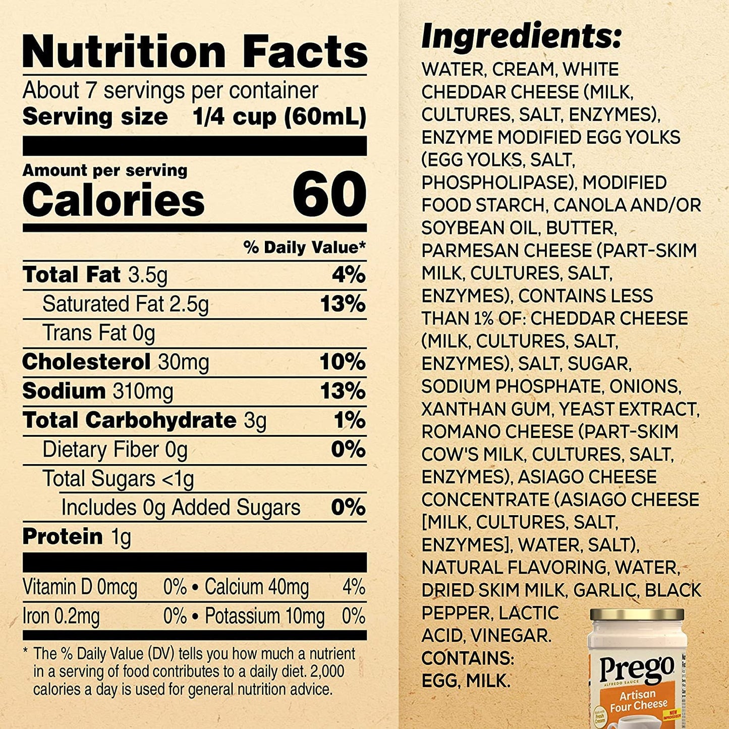Prego Four Cheese Alfredo Pasta Sauce, 14.5 oz Jar