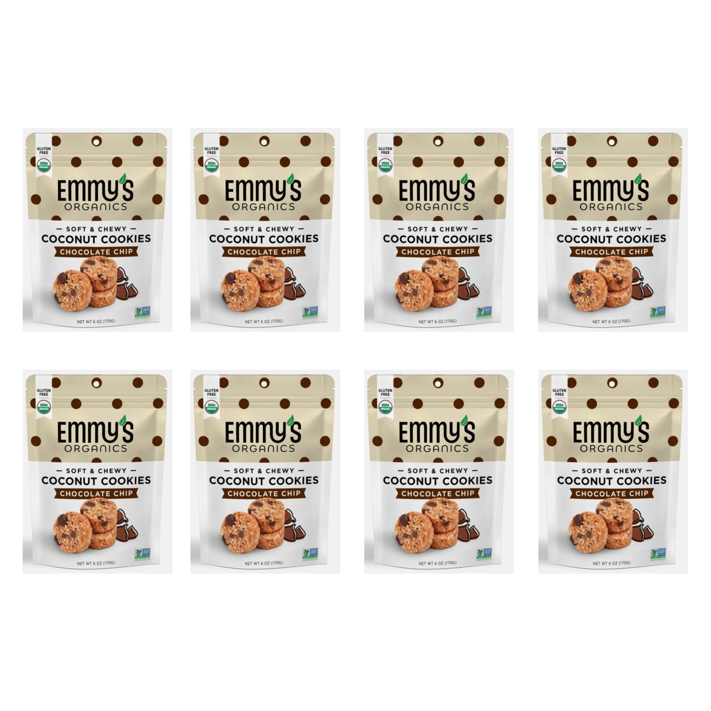 Emmys Organics Chocolate Chip Coconut Cookies, 6 oz (Pack of 8)