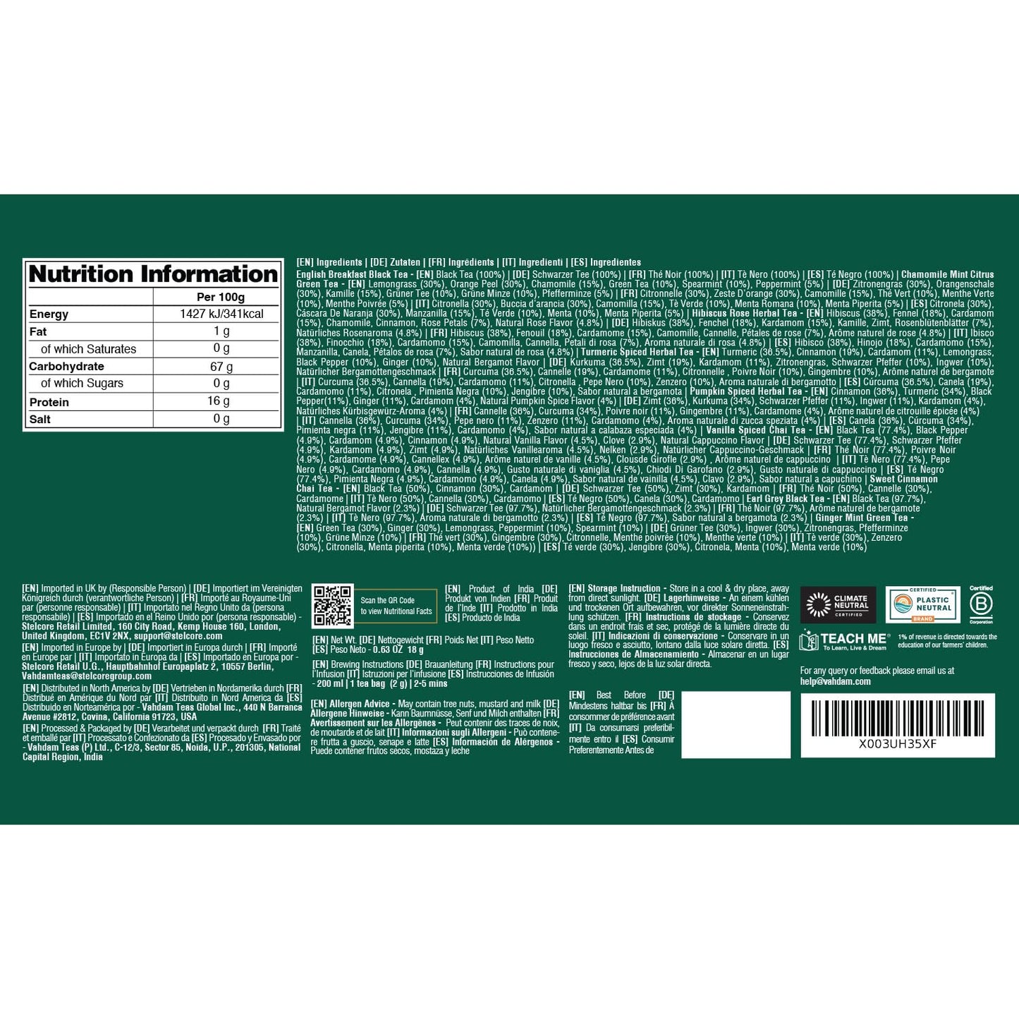 VAHDAM Merry Christmas Tea Gift Set (9 Individually Wrapped Tea Bags) Limited Edition -Gluten Free Non GMO | Christmas 2025 Gift Ideas | Christmas Gifts For Women 2025 & Christmas Gifts For Men 2025